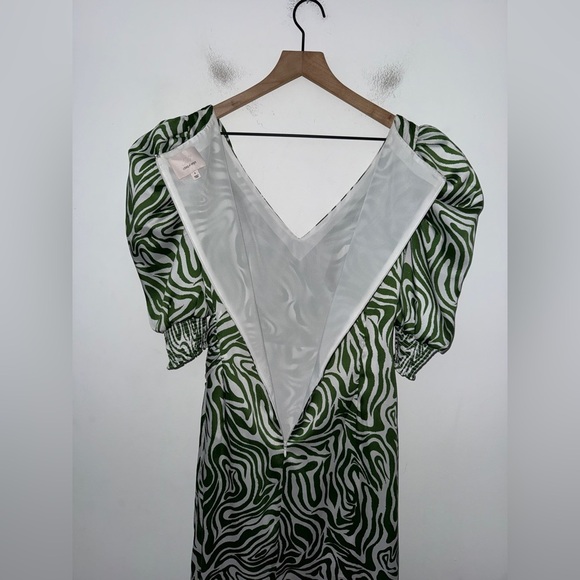 NWOT Cinq a Sept Kacy Green Zebra Print Silky Dress Size 4 - Picture 7 of 13